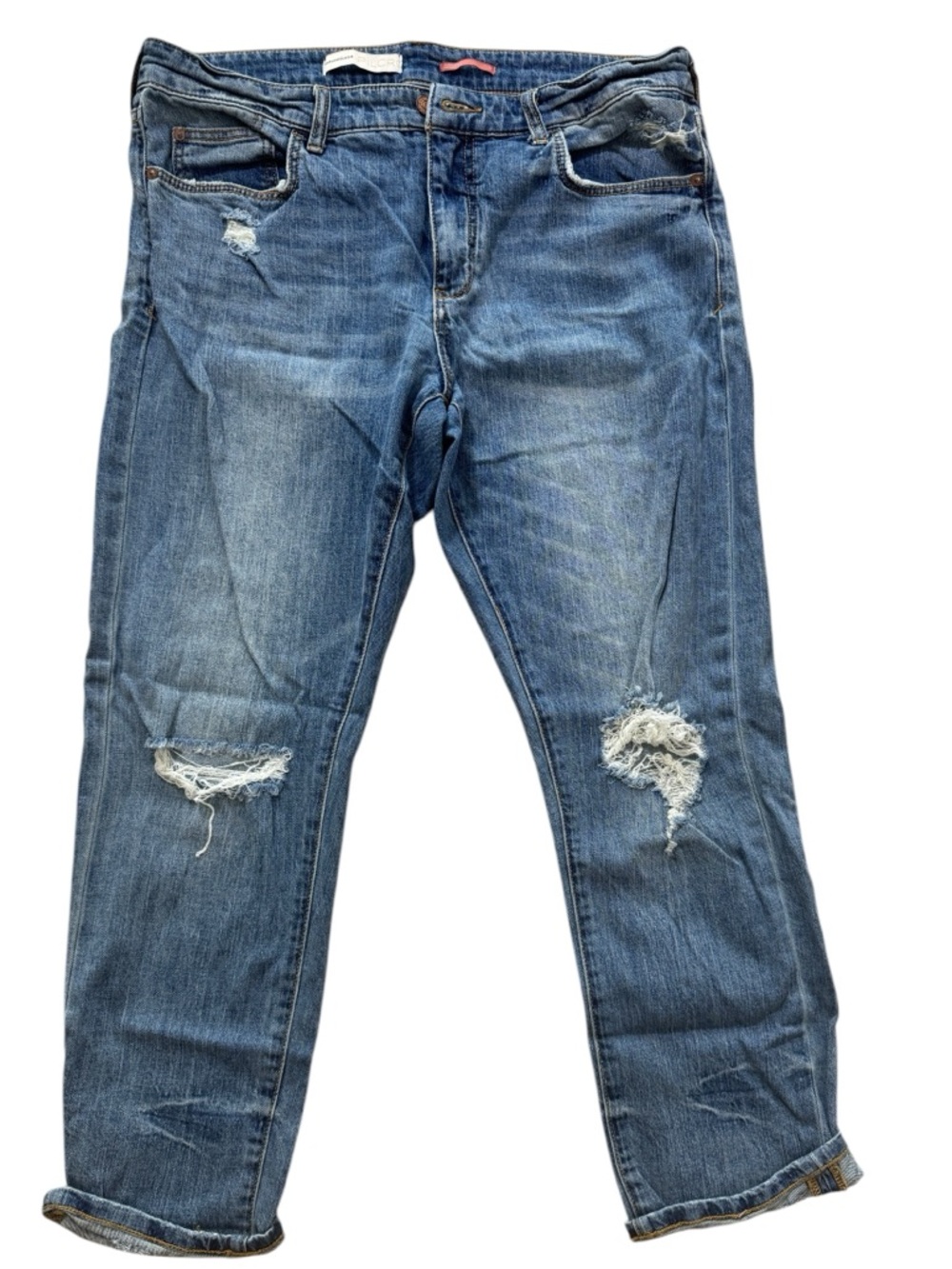 Anthropologie Pilcro Relaxed Boyfriend Slim Fit Distressed Blue Jeans
